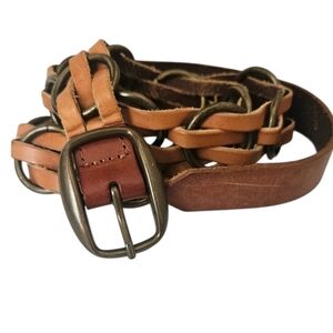 Express Woven Genuine Leather Belt With Rings Women S